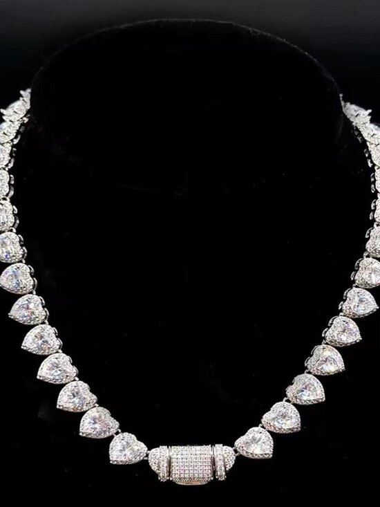 Iced Out Heart gold Tennis Necklace 16inch main image 4